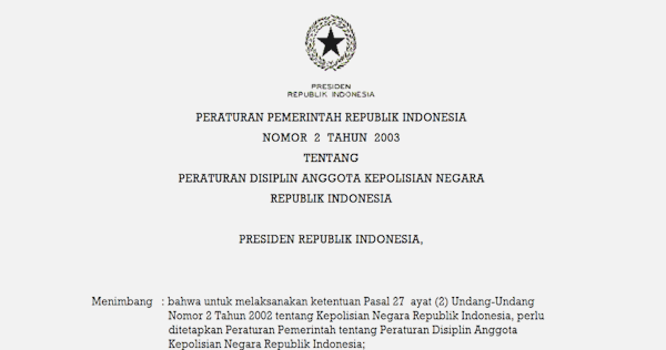 Read more about the article Peraturan Disiplin Anggota Polri Tahun 2003